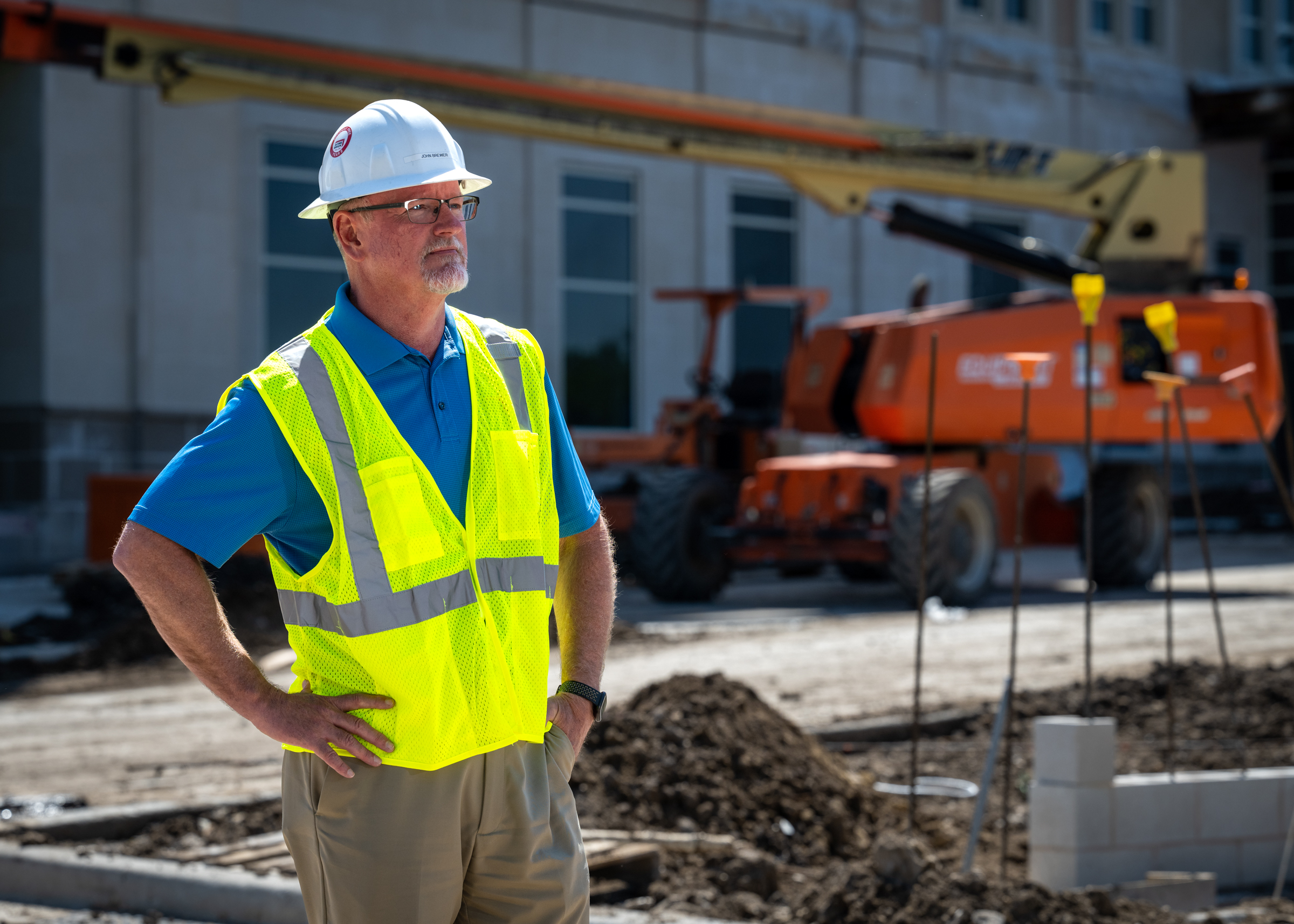 John Brewer of Acme Brick at a construction site