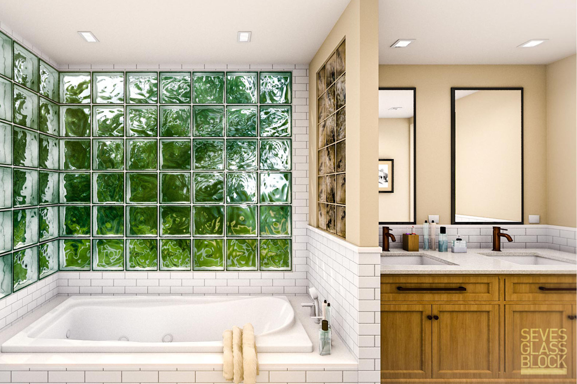 Bathroom design with glass block