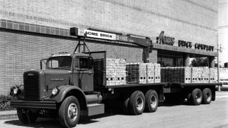 A truck with bricks on it representing Acme Brick 